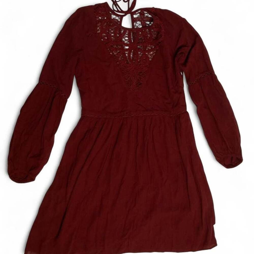 American Eagle Burgundy Crocheted Lace Dress